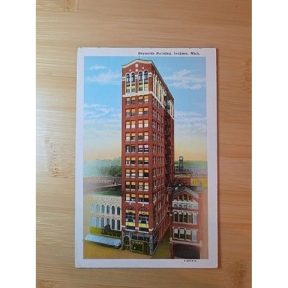 Vintage Reynolds Building Jackson Michigan Linen Postcard 114950 N